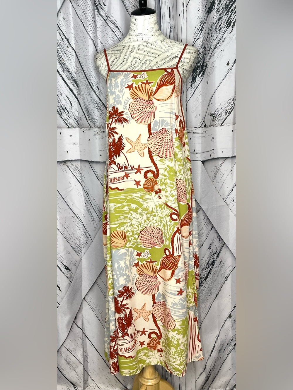 Label of Love Anthropologie Maxi Dress Seashore Pattern M